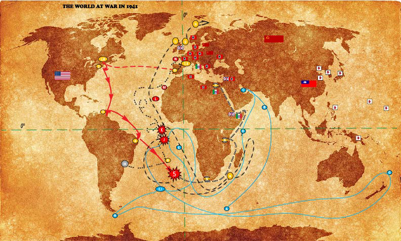 Map 6. Combined War and Ship Route Map (see map legends from Maps 1-5)